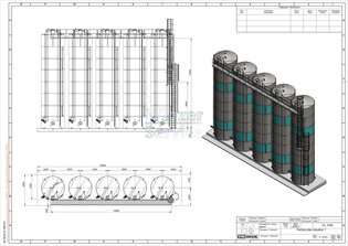 Tankanlage 257.100 L Volumen inkl. Gehbühne für Reihenaufstellung